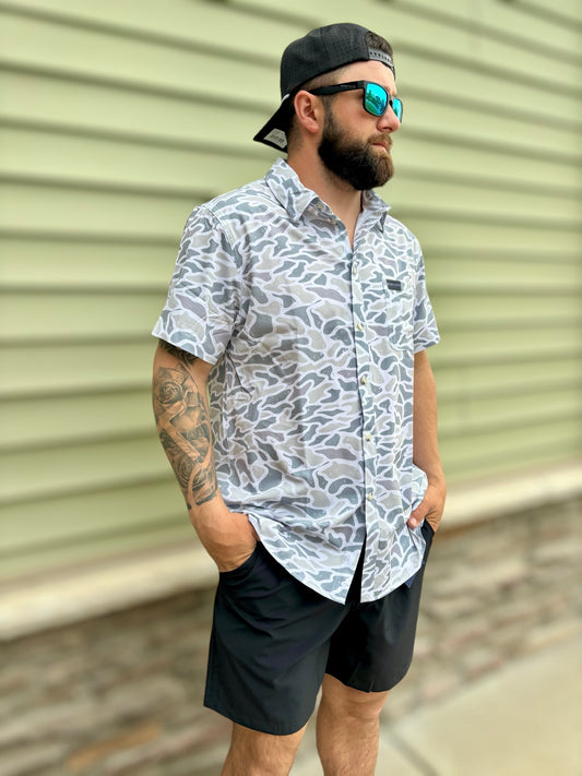 Burlebo Performance Button Up- White Camo