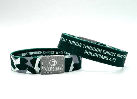 Versible- Green and White (Philippians 4:13)