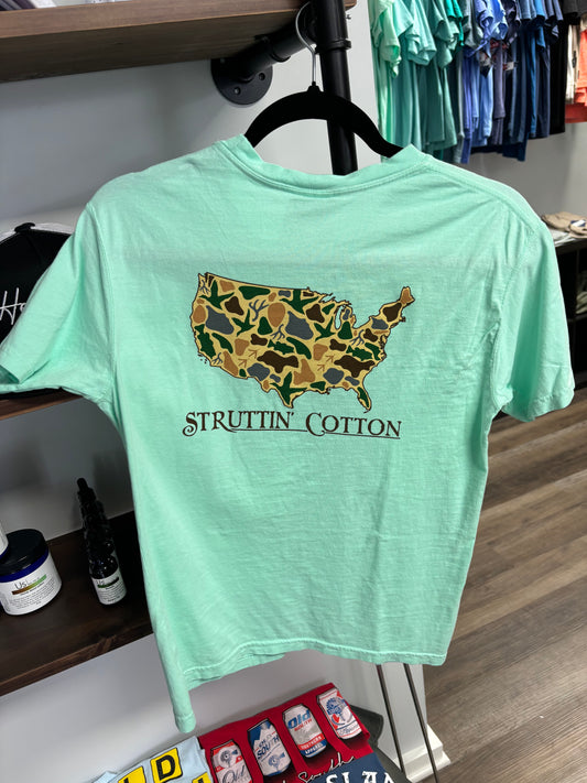 Struttin Cotton- US Standout Camo Teal (Youth)